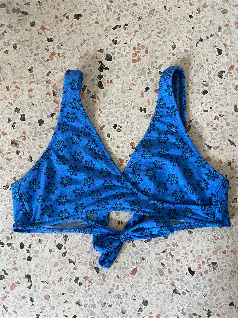 Blue Floral Vintage Bikini Top